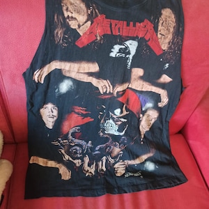 Metallica vintage 90s cut sleeves T shirt, Empire brand black album, ride the lightning, warning very used, see photos size L. collectable T