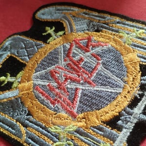 Slayer Decade of Aggression, deadstock patch, vintage 90s, embroidered on velvet sew on patch, eagle Slayer. Old school patch on velvet.