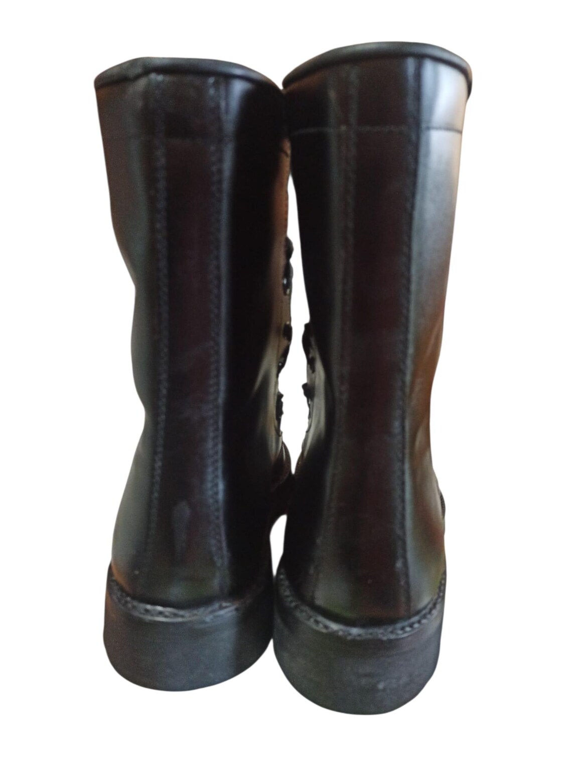 Vintage Combat leather boots, Italian army vintage 90s deadstock N41 UE, laces and zip, made in Italy anfibio militare 1994, fondo di magazz, foto 4 di 5