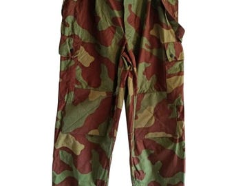 Vintage 1960s Italian Army Paratrooper Corps Military Suspender Over Trousers Camo Jumping Pants Size L? See dimensions in description,gargo
