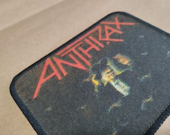 Anthrax Among the Living, vintage 80s sew on patch, thrash metal band, genuine vintage 80s, for true collectors of the relic of the legendar