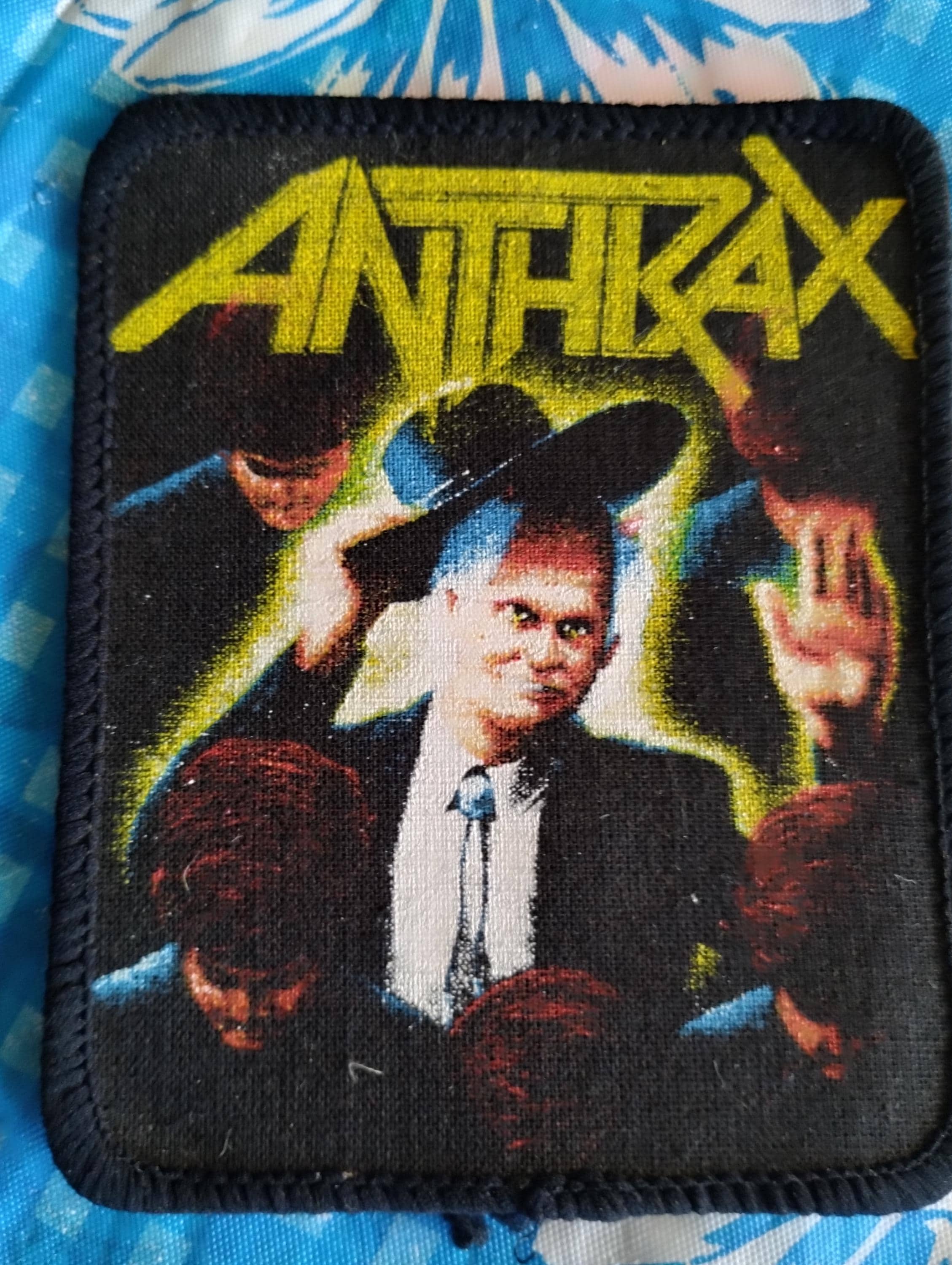 Anthrax Among the Living, Vintage 80s Sew on Patch, Thrash Metal