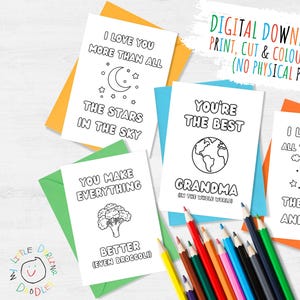 DIGITALER DOWNLOAD Oma Kid Färbung Grußkarten 8er Pack Farbe In Kinder Grußkarten GC0103D Worlds Best Oma der Welt