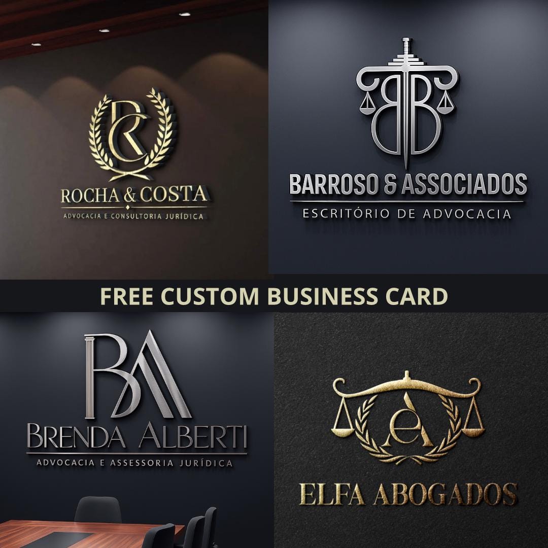 Custom Law Firm Logo Design, Gold Monogram, Justice Icon - Etsy