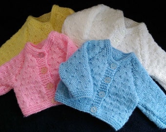 Hand Knitted Premature/Newborn Baby Cardigan