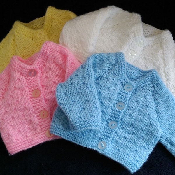 Hand Knitted Premature/Newborn Baby Cardigan