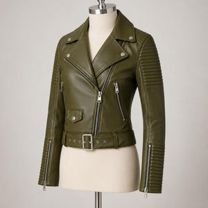 Plus Size Green Leather Jacket - Etsy