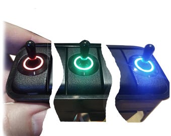 Mercedes Sprinter VS30 Illuminated RGB Toggle Switch: Black Nylon, Blue LED