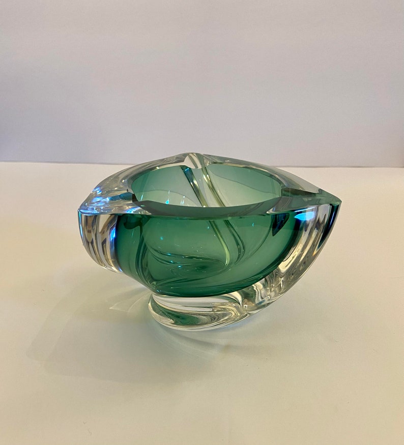 Mid Century Val Saint Lambert Green Ashtray image 1