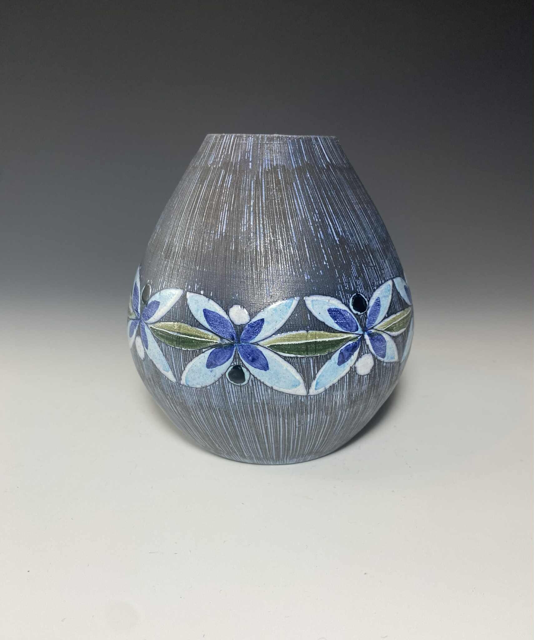 Tilgmans Sweden Sgraffito Floral Vase – Mid-century Scandinavian