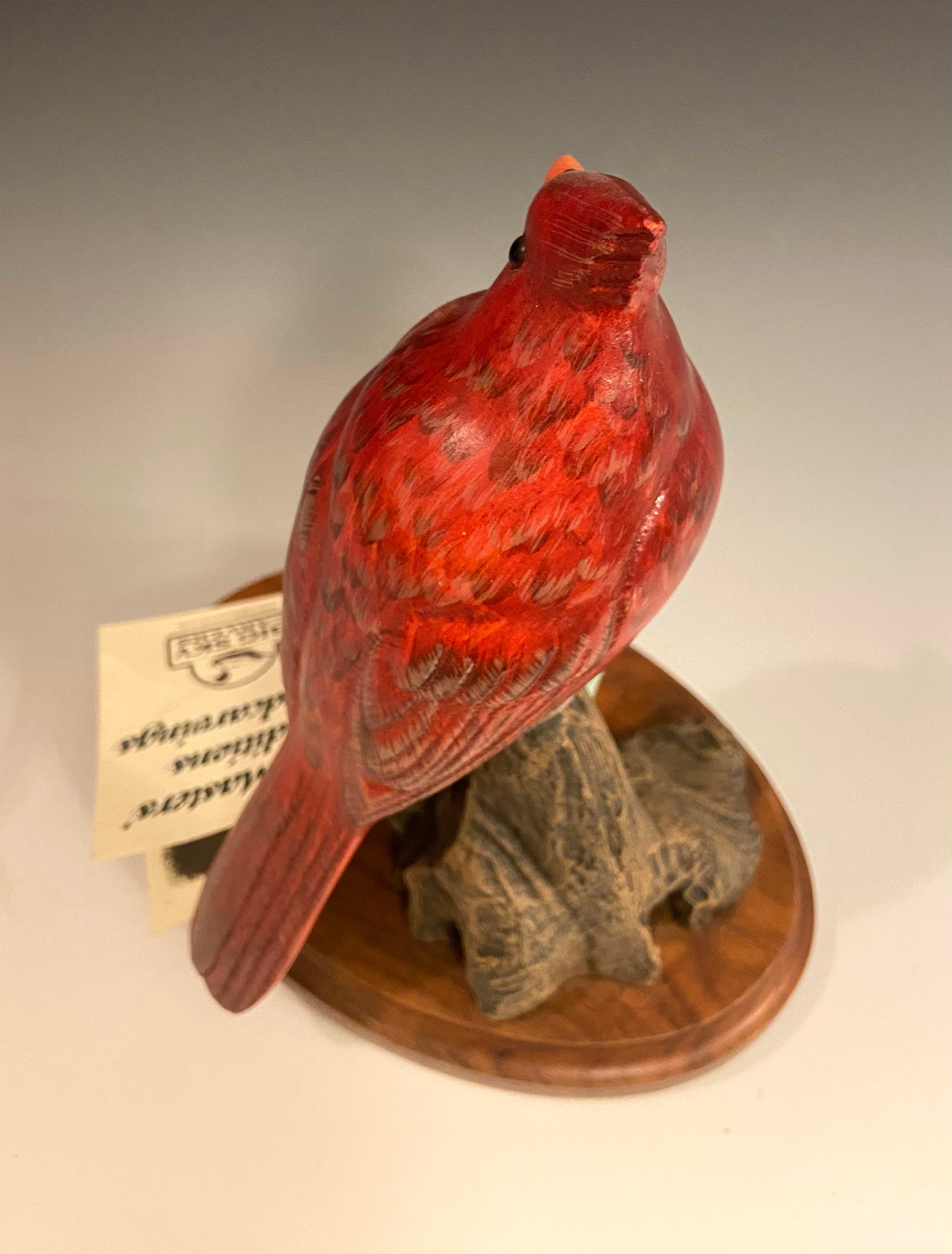 Carved Cardinal Bird Sculpture by Richard Lamson Etsy