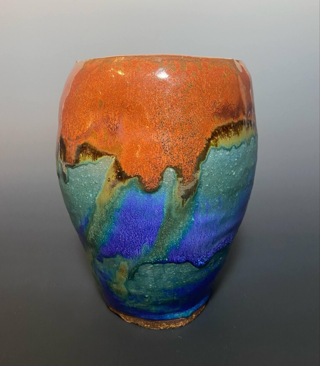 Signed Studio Pottery Vase – Sculptural Ceramic Art With Drip Glaze in ...