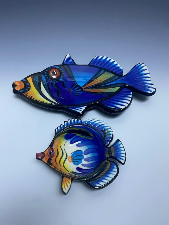 Benjamin Diller Hawaiian Reef Fish Wall Plates, Hand Painted