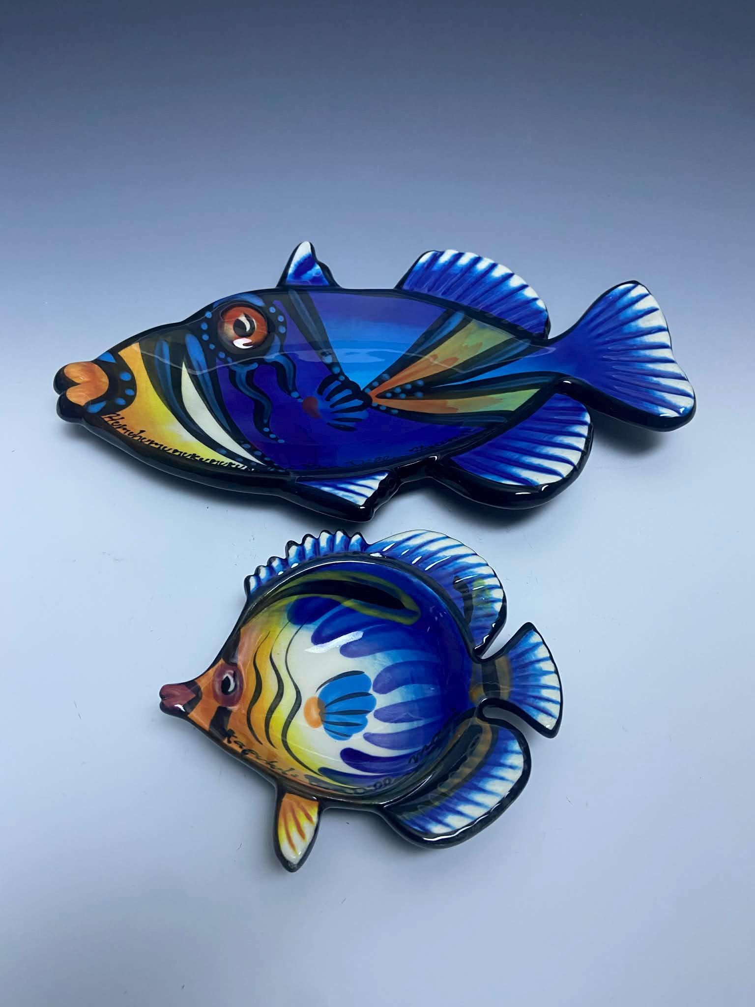 Benjamin Diller Hawaiian Reef Fish Wall Plates, Hand Painted
