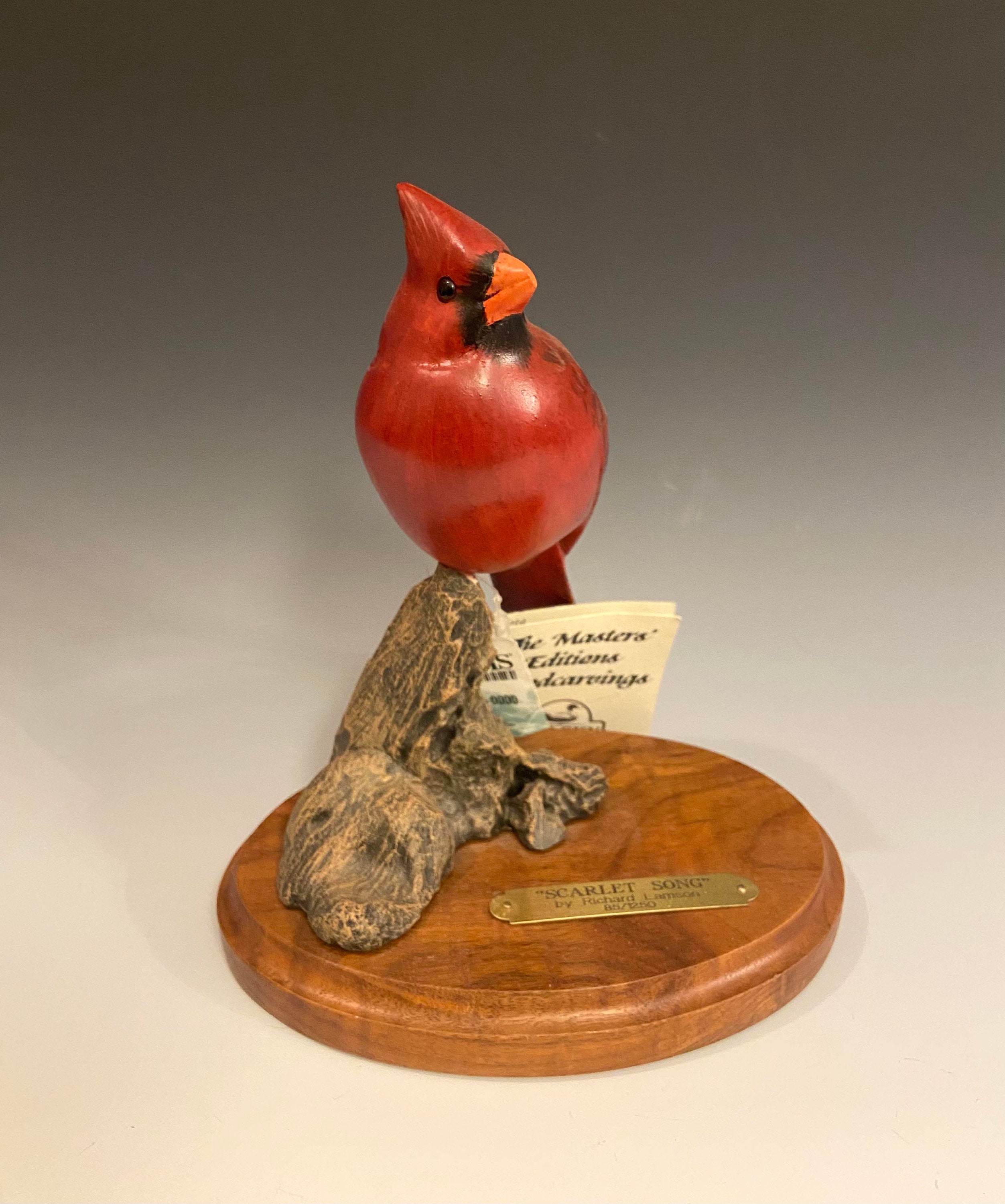 Carved Cardinal Bird Sculpture by Richard Lamson Etsy