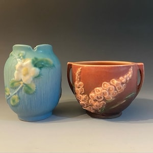 Roseville Art Pottery Small Vases Set of Two ( 2 ) 1940s