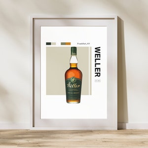 Whiskey Print | Bourbon & Rye Whiskey Art  |   Gift | Bourbon | Modern Minimalistic | Home Bar and Office Decor | Digital Download
