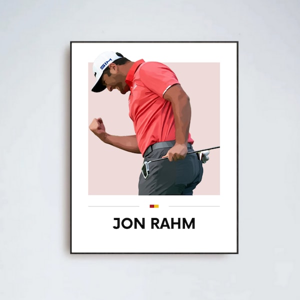 Impresión de Jon Rahm / Regalo de cumpleaños creativo / Impresión digital de golf / Ilustraciones de golf / Impresión deportiva / Descarga digital