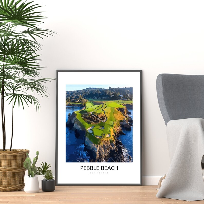 Golf Gift Pebble Beach Golf Course Digital Golf Print Golf Course Golf Gift Pebble Beach Golf Course Digital Golf Print Golf Course