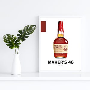 Whiskey Print | Bourbon & Rye Whiskey Art  |  Gift | Bourbon | Modern Minimalistic | Home Bar and Office Decor | Digital Download