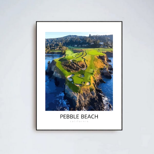 Golf Birthday Gift  | Pebble Beach Golf Course | Digital Golf Print | Golf Course Artwork | Sports Print | Digital Download