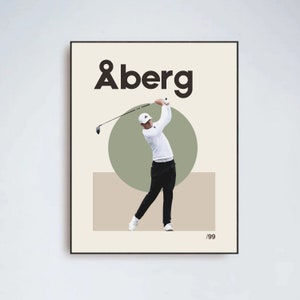 Plakat Golfowy | Pobierz plakat Ludviga Åberga | Kreatywny prezent | Cyfrowy wydruk golfa | Grafika golfowa | Druk sportowy | Pobieranie cyfrowe