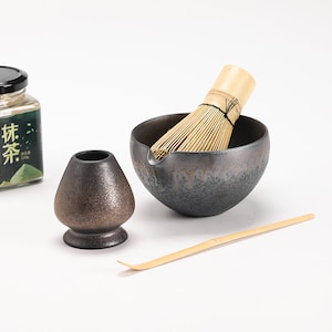 Matcha Whisk Set Ceramic Matcha Bowl with Pouring Spout Bamboo Matcha Whisk Holder Tea Making Kit. image 8