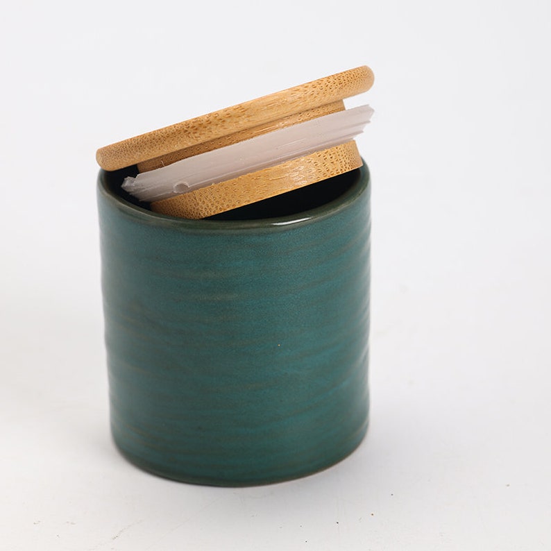 Ceramic Matcha Powder Caddy with Bamboo Lid image 6