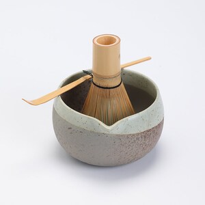 Coarse Pottery Ceramic Matcha Bowl with Spout Matcha Tea Ceremony Set image 5