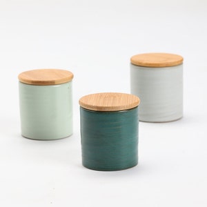 Ceramic Matcha Powder Caddy with Bamboo Lid image 5
