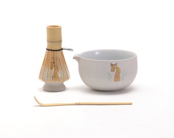 Ciotola per matcha in ceramica Dragon dipinta a mano con beccuccio, frusta in bambù e supporto Chasen, set di frusta tradizionale per matcha