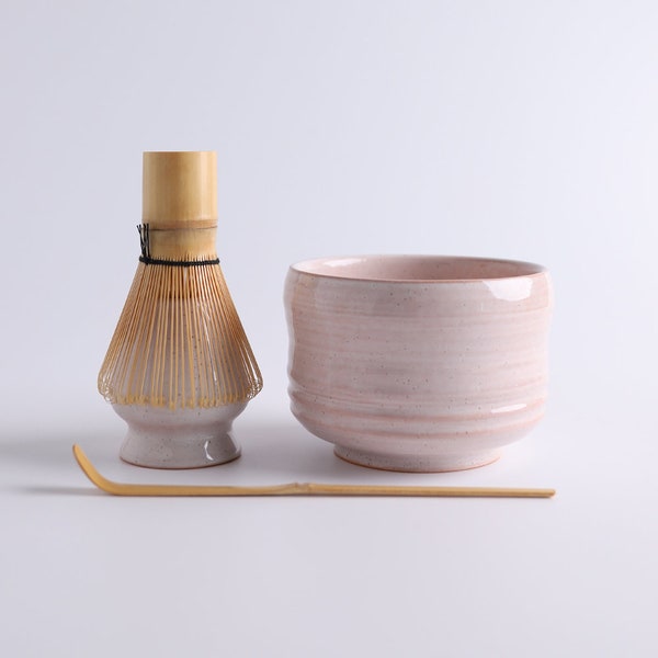 Bol à matcha en céramique blanche avec fouet en bambou et support Chasen, kits de préparation pour la cérémonie du thé matcha