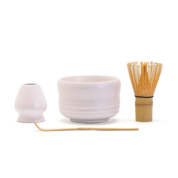 Set De Thé Matcha 5 Pièces - Fouet, Bol Céramique, Cuillères Et Support - Vert