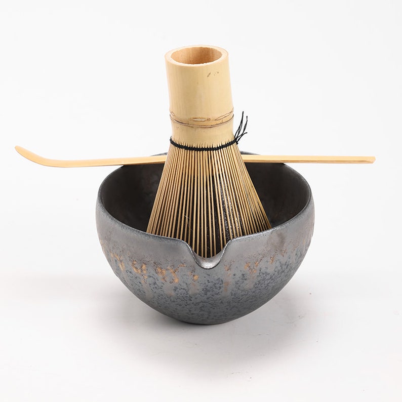 Matcha Whisk Set Ceramic Matcha Bowl with Pouring Spout Bamboo Matcha Whisk Holder Tea Making Kit. image 3