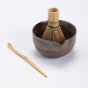 Retro Ceramic Chawan with Spout Matcha Whisk and Chasen Holder Matcha Tea Ceremony Set image 7