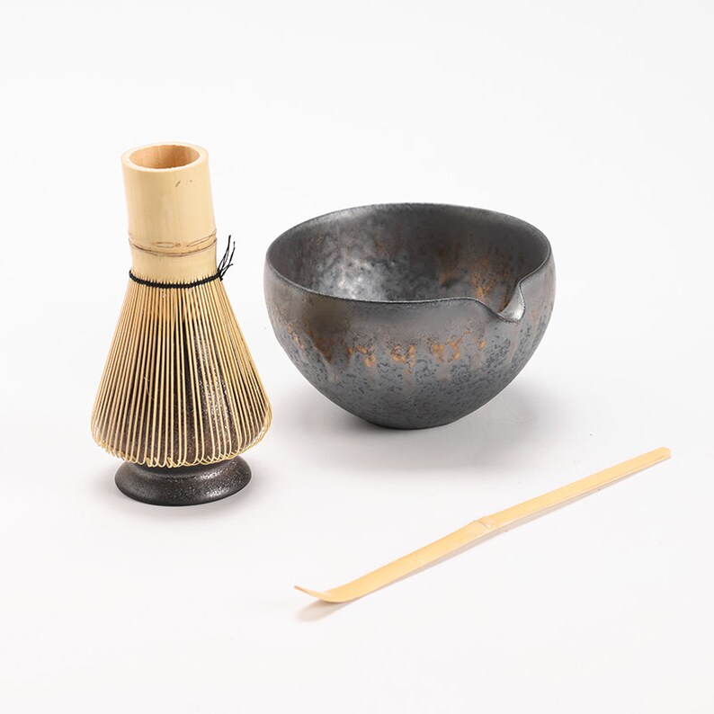 Matcha Whisk Set Ceramic Matcha Bowl with Pouring Spout Bamboo Matcha Whisk Holder Tea Making Kit. image 4