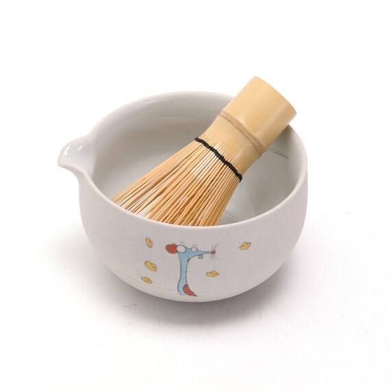 Set Completo Per Matcha: Ciotola Grigia, Frusta In Bambù, Setaccio, Cucchiaio E Portafrusta - Cerimonia Del Tè Giapponese - 3