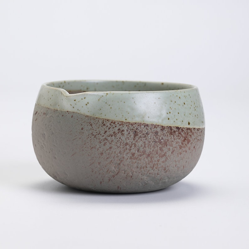 Coarse Pottery Ceramic Matcha Bowl with Spout Matcha Tea Ceremony Set image 6