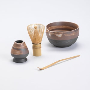 Retro Ceramic Chawan with Spout Matcha Whisk and Chasen Holder Matcha Tea Ceremony Set image 9