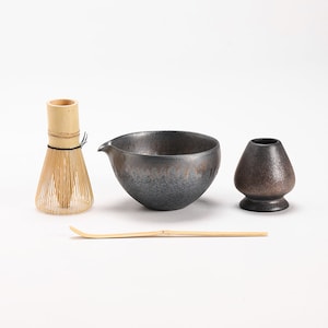 Matcha Whisk Set Ceramic Matcha Bowl with Pouring Spout Bamboo Matcha Whisk Holder Tea Making Kit. image 1