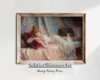 Antique Woman Painting | Vintage Woman Portrait Print Bedroom Wall Decor | Printable Download #53