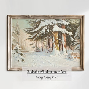 Snowy Winter Trees Landscape Painting | Vintage Christmas Art | Printable Download #63