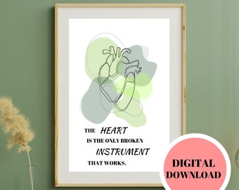 Anatomical Heart Line Art Print: Modern Home Decor (Digital Download)