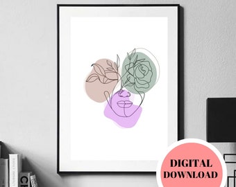 Abstract Face Line Art Print: Modern Home Decor (Digital Download)