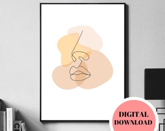 Abstract Woman Portrait Print: Minimalist Line Art (Digital Download)
