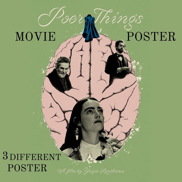 POOR THINGS Poster, Die armen Dinge 2023 Filmplakat, Emma Stone, Willem Dafoe, Mark Ruffalo, Laurent Borel, Digital download, Digitaldruck