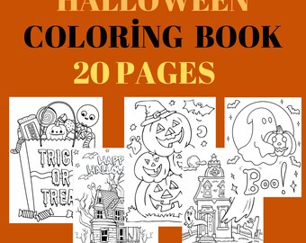 Halloween coloring book pages for kids, Cute halloween activity, Printable coloring book for kids, Instant download, Digital download prints