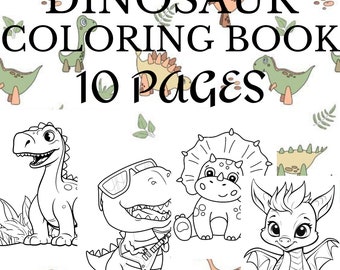 Coloring book pages for kids, Dinosaur coloring sheets, Printable coloring sheets, Cute and easy activity for kids, Instant digital download
