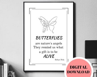 Butterfly Quote Print: Minimalist Home Decor (Digital Download)