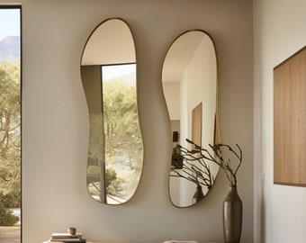 Asymmetrical Mirror Set, Irregular Aesthetic Wall Decor, Perfect for Modern Home Interior, Unique Housewarming Gift